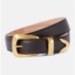 Khaite Benny Bekt Classic dark brown Leather Belt with Gold Buckle 85